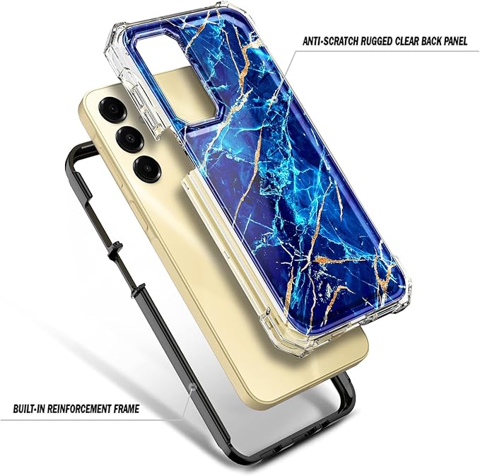 Designed for Samsung Galaxy A16 5G/4G Phone Case, Magnetic Compatible with MagSafe, [Raised Corners Drop Protection] Shockproof Protective Bumper Cover (Marble Sapphire)