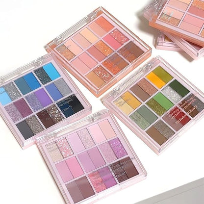 18Colors Blue Purple Gray Colorful Eyeshadow Palette Makeup,Light Blue Glitter Sparkly Highly Pigmented Smoked Eye Shadow Long Lasting Waterproof Naturing-Looking Blendable for Beginners