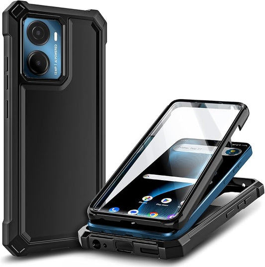 for Cricket Magic 2 5G Case (2024), AT&T Propel 2 5G with [Built-in Screen Protector], [9FT Military Grade Drop Tested] Full-Body Protective Shockproof Bumper Case (Black)