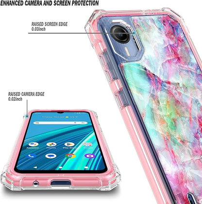 Compatible with Cricket Debut S2 / ATT Calypso 4 Phone Case with [Built-in Screen Protector], Full-Body Protective Shockproof Rugged Bumper Cover Case (Fantasy)