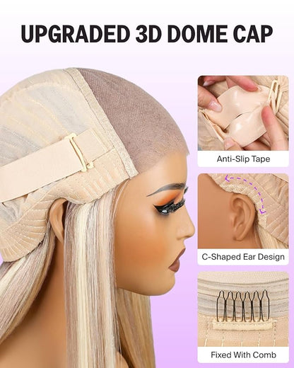 P10/613 Lace Front Wig Human Hair Glueless Blonde Bob Wig Human Hair Pre Plucked Pre Cut 6x5HD Lace Closure Short Bob Wig for Women 10 Inch