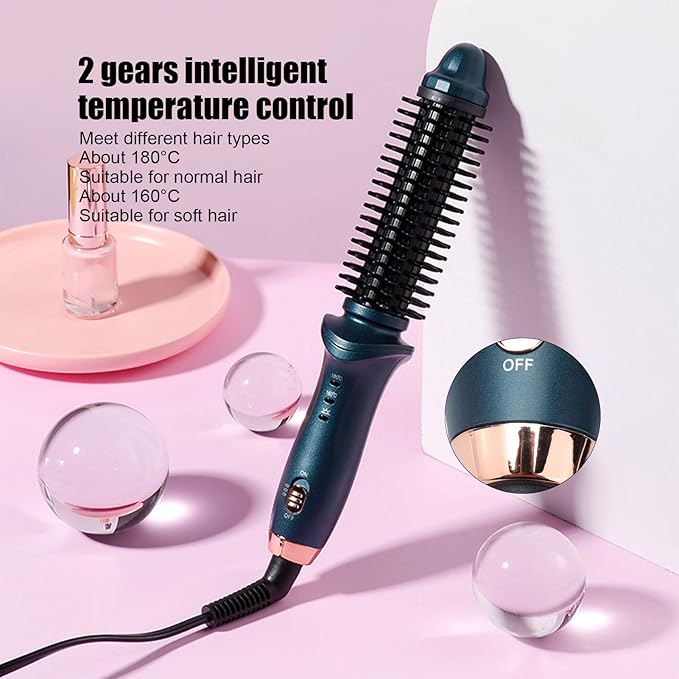 2 In 1 Curling Brush Straight Curly, Curling Iron Hair Dual Purpose Green Portable Thermostatic Electric Hair Brush US Plug 110V