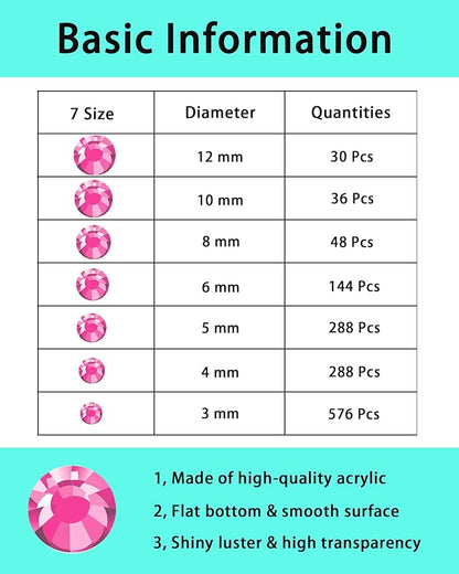 NIACONN 1760 Pcs Pink Hair Jewels Face Gems Stick on, Self Adhesive Glitter Rhinestones Stickers for Women Body Eyes Nails Festival Halloween Makeup & Crafts