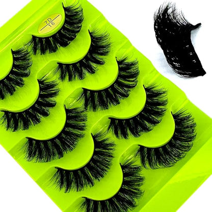 HBZGTLAD Cat eye Eyelashes 3D Natural False Lashes D Curl Fluffy Soft Cross 5 pairs Manga Lashes Wispy Natural Eyelash Extension Makeup (7D-16)