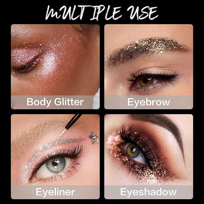 16 Colors Glitter Metallic Liquid Eyeliner Set Waterproof Long Lasting Eye Liner pencil Pigmented Shimmer Eye Makeup Gift Kit for Women Green Purple Blue Pink white Silver Gold Colored Eyeliners