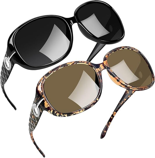 Joopin Big Womens Sunglasses Polarized Trendy Sun Glasses Large Rectangle UV Protection Rhinestone Sunnies