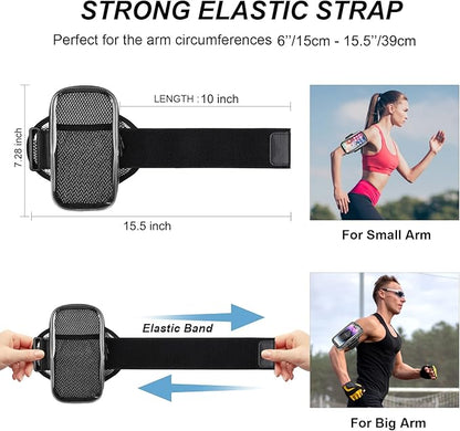 Phone Holder for Running, Armband for iPhone 16 15 14 13 Pro Max 12 11 Plus X Samsung Android Up to 6.9'', Universal Arm Bands Bag with Key Card Pocket for Exercise Walking Workout Fitness