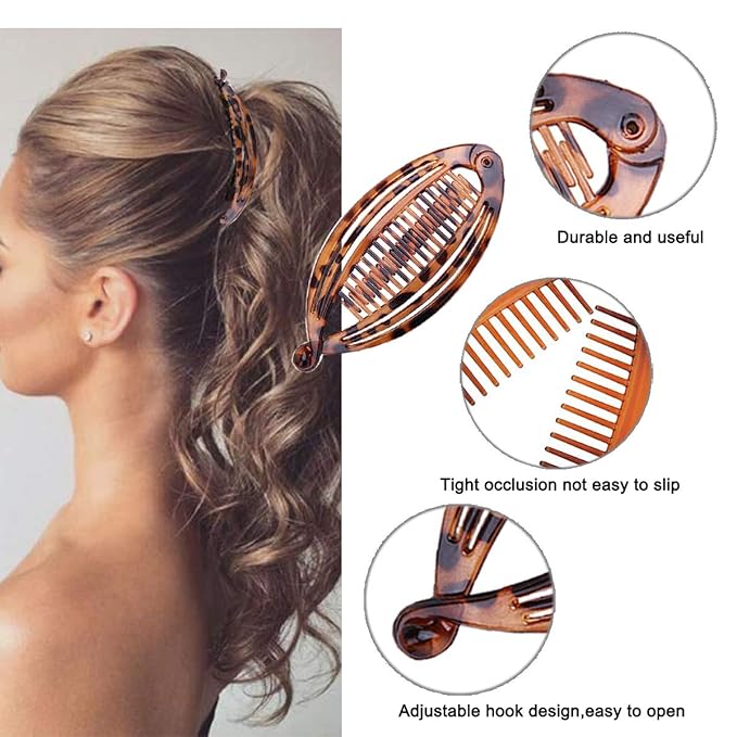 4pcs Hair Clips Vintage Clincher Combs Tool for Thick Curly Hair Accessories Fishtail Double Banana Clip Set for Women Girls