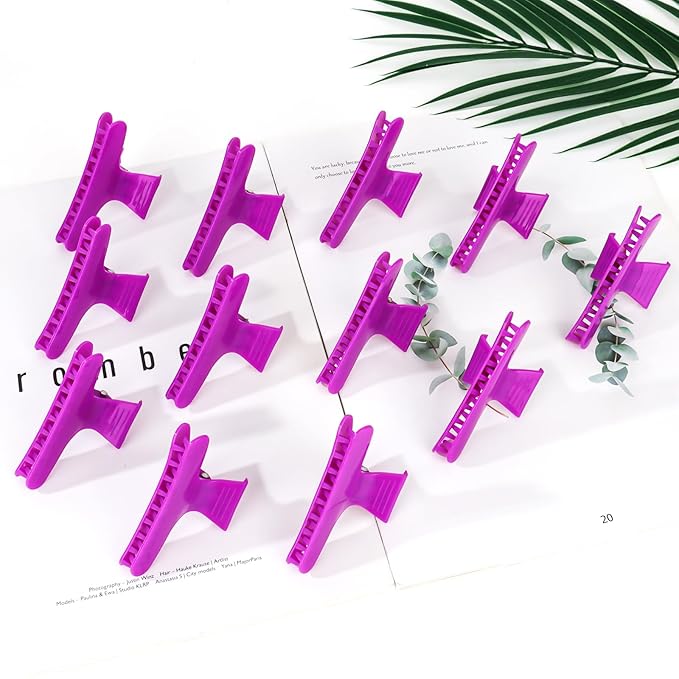 Ondder Purple Butterfly Hair Clips for Styling Sectioning Pro Salon Butterfly Plastic Claw Clips Hair Styling Clip Barber Clips for Cutting, Coloring Hair, Hair Accessories for Women Girls