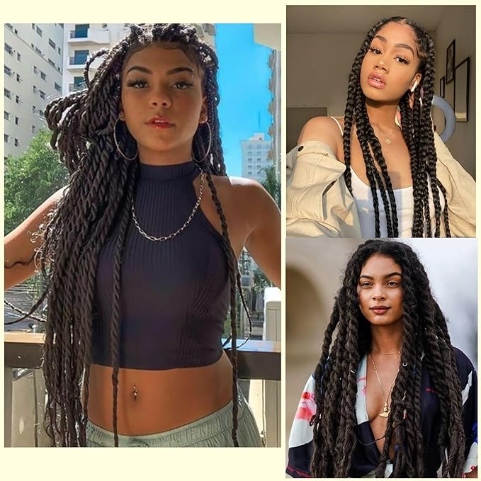 4# Pre stretched Braiding Hair 8 Packs Pre feathered Braid Hair Extensions 36 Inches Hair Braids