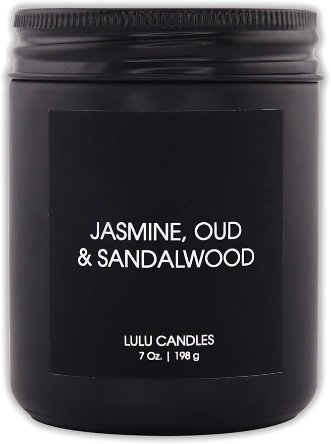 Lulu Candles | 4 Pack Scented Candles Gift Set | Gift Set for Home, Men, and Women | Jasmine, Oud & Sandalwood, Blood Orange & Grapefruit, Tobacco, Spice & Vanilla, and Palo Santo (4PCS - 7 Oz/Each)