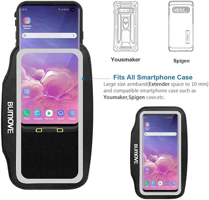 Armband for Galaxy S10e/A40/A5 2017/J3 2018 Gym Running Workouts Sports Phone Arm Band with Card Holder (Black)