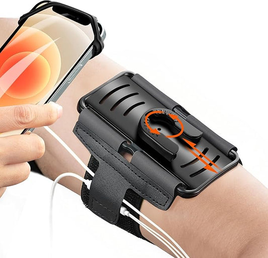Cell Phone Running Armband - Detachable & 360° Rotatable Universal Cellphone Arm Band for iPhone 16 15 14 13 12 Pro Max Plus Samsung Galaxy Note S24 S23 for Workout Exercising Walking Jogging
