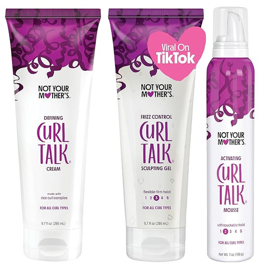 Not Your Mother's Curl Talk Defining Cream, Frizz Control Styling Gel, & Curl Activating Mousse (3-Pack) - Maximize Definition & Control Frizz