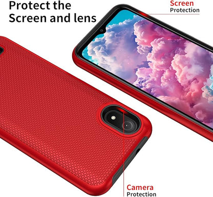 for Cloud Mobile C8 Phone Case with Screen Protector,Stratus C8 Phone Case Dual Layer Heavy Duty Protection,Slim Lightweight Rugged Military Grade Shockproof Protective Cover for Cloud Stratus C8 Red