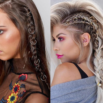 100 PCS Gold Dreadlock Loc Accessories Hair Jewelry for Braids Locs Beads Jewelry for Hair Adjustable Cuffs Iron Braiding Hair Rings Decoration for Women