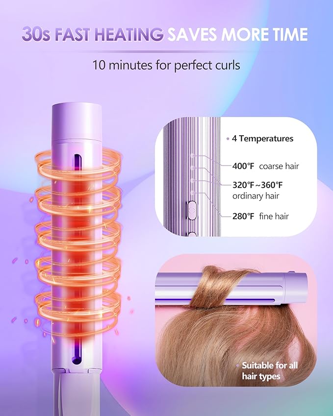 NOVUS 1.4 Inch Curling Wand, Professional Curling Iron, Negative Ions Hair Curler, Large Barrel Curling Iron