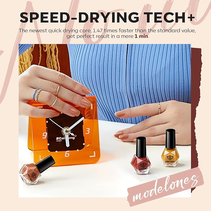 Modelones Nail Polish Set, 6 Colors Nude Pink Skin Tones Milky White Brown Mini Nail Polish Neutral Brown Quick Dry Nail Polish Kit All Seasons Easter Manicure DIY Salon Home Gifts for Women Girl