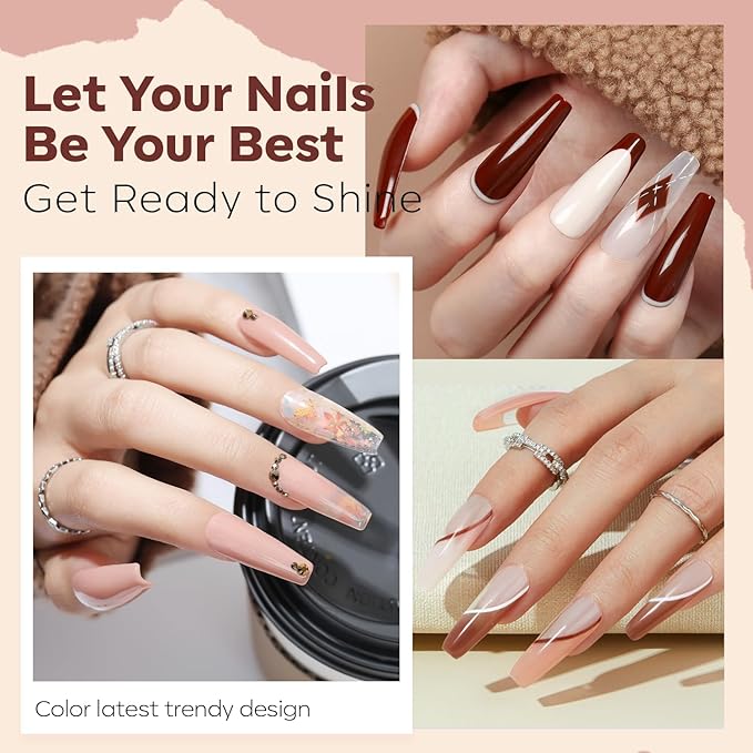 Modelones Nail Polish Set, 6 Colors Nude Pink Skin Tones Milky White Brown Mini Nail Polish Neutral Brown Quick Dry Nail Polish Kit All Seasons Easter Manicure DIY Salon Home Gifts for Women Girl