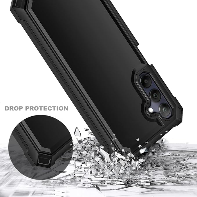 Designed for Galaxy A25 5G Case, Samsung A25 Phone Case with [Built-in Screen Protector], [16FT Military Grade Drop Tested] Full-Body Protective Shockproof Rugged Bumper Cover (Black)