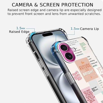 Case for iPhone 16 Plus with Motivational Quotes Design,Encouraging Words Collage Pattern for Teen,Soft TPU Bumper Phone Cover(16plus,Positive)