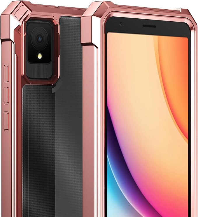 Ailiber for TCL K11 Case with Screen Protector, TCL K11 T432W Clear Case, Dual Layer Shockproof Bumper, Clear Transparent [Anti Yellowing], Slim Scratch-Resistant Cover-Rose Gold