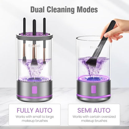 Electric Makeup Brush Cleaner Machine - Automatic Cosmetic Brush Washer, Portable Makeup Brushes Cleanser for All Brush Types, Fast Deep Cleaning