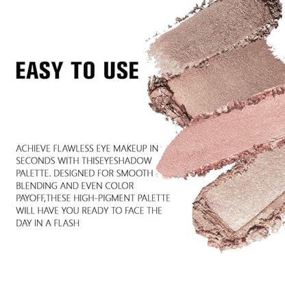 4 Colors Deep Rose Soft Pink Beige Brown Eye Shadow Palette Makeup, Neutral Matte Shimmer Eyeshadow Palette for Women Highly Pigmented Waterproof, paleta de sombras de ojos, Vegan & Cruelty-free 09