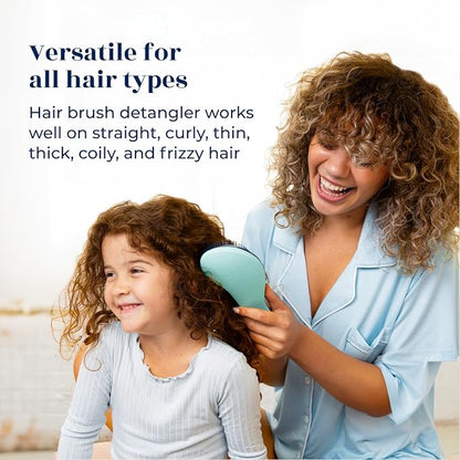 Crave Naturals Biggie Glide Thru Hair Brush - Detangler Brush for Curly, Straight, Wet or Dry Hair - Gentle Detangling Brushes for Adults, Kids, Toddlers - Hair Accessories for Women, 8.4"x3.4" - Mint