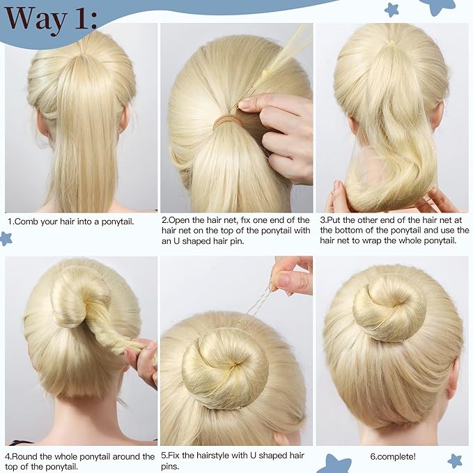 FANDAMEI Hair Net for Kids, 30cm Invisible Hair Nets 20PCS with 40PCS U Shaped Hair Pins, Hair Nets for Buns, Bun Hair Nets for Ballet Girls Hair Accessories Set for Women, Girls-Gold
