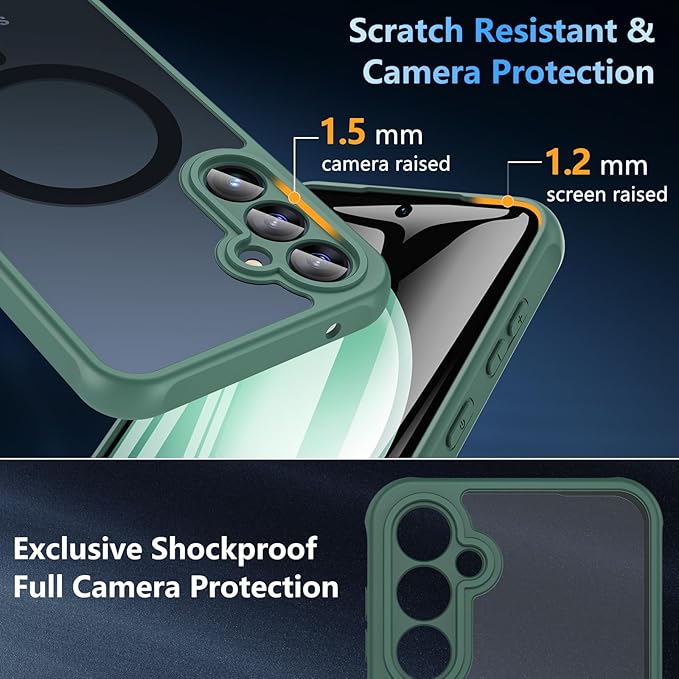For Samsung Galaxy S23 FE Case 6.4'',Magnetic Galaxy S23 FE Case for Magsafe with Screen Protector [Military-Grade Protection] Shockproof Phone Case Samsung S23 FE Slim Protective Case S23 FE 5G,Green
