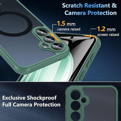 For Samsung Galaxy S23 FE Case 6.4'',Magnetic Galaxy S23 FE Case for Magsafe with Screen Protector [Military-Grade Protection] Shockproof Phone Case Samsung S23 FE Slim Protective Case S23 FE 5G,Green