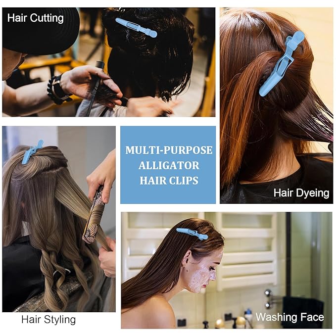 12Pcs Blue Hair Clips, Hair Styling Clips for Sectioning, Alligator Hair Clips for Hair Salon, Hair Accessories for Women