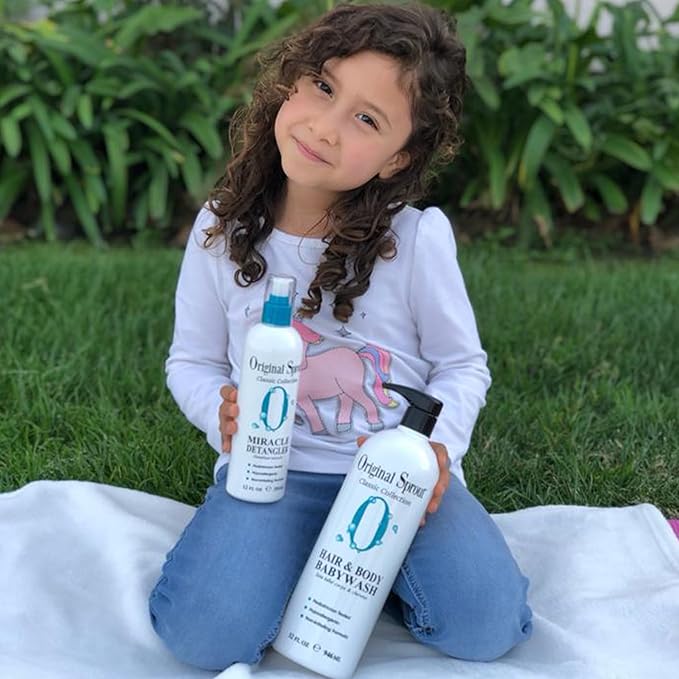 Original Sprout Miracle Detangler Spray, Lightweight Non-Greasy Leave-In Conditioner Spray for All Hair Types, Smooths, Softens & Detangles, Vegan, Cruelty-Free, Safe for Kids & Adults, 12 fl oz