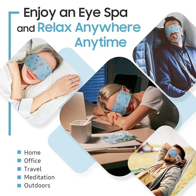 20 Packs Steam Eye Mask, Heated Eye Mask Warm Compress for Eyes, Disposable Self Heating Steam Mask for Home, Sleep, Spa, Travel Essentials & Relaxation Gifts for Women (Jasmine)