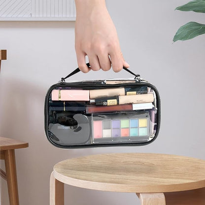 OCHEAL Clear Makeup Bag, TSA Approved Toiletry Bag Small Portable Travel Transparent Cosmetic Bag Organizer Cute Storage Bags with zipper for Women and Girls Cosmetics Toiletries Clear Pouch