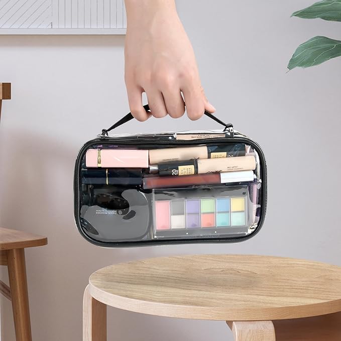 OCHEAL Clear Makeup Bag, TSA Approved Toiletry Bag Small Portable Travel Transparent Cosmetic Bag Organizer Cute Storage Bags with zipper for Women and Girls Cosmetics Toiletries Clear Pouch
