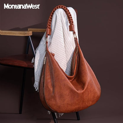 Montana West Large Hobo Bags for Women Slouchy Shoulder Purse Handbag with Zipper and Woven Handle