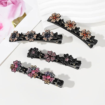 4Pcs Sparkling Crystal Stone Braided Hair Clips Women Hair Accessories for Styling Sectioning,Braided Hair Clips for Women for Quick Change of Look Styling
