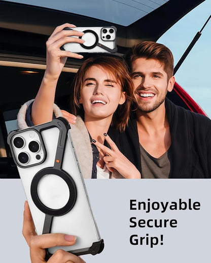 OATSBASF Minimalist Phone Case Compatible with iPhone 16 Pro 6.3", [Compatible with Magsafe] Aluminum Metal Frameless Design Bumper Z Case, Protective Shock Grade Shell, Black