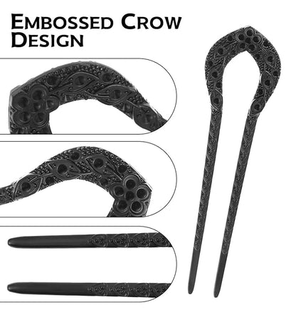 2pcs U Shape Hair Prong Forks Styling Pins Black Wicca Witch Hair Stick Slide Renaissance Festival Hair Acceossories for Women 11