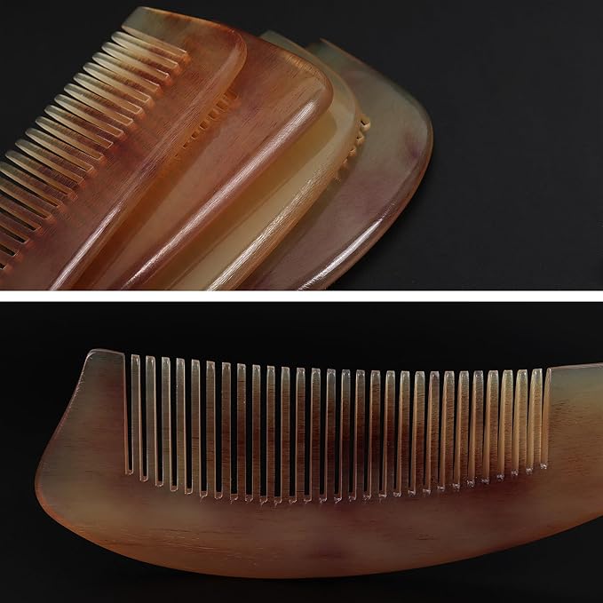 Horn Comb - Anti-Static Fine Tooth Detangling Comb for All Hair Types and Ages