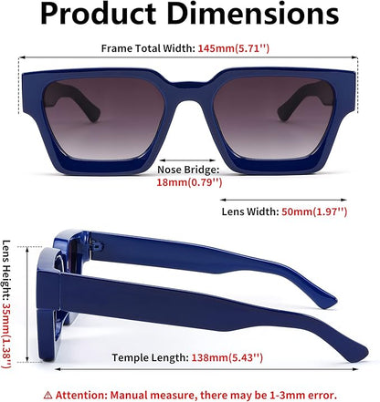 FEISEDY Retro 90s Square Sunglasses for Women Men Trendy Chunky Rectangle Sunglasses UV400 Protection B2385