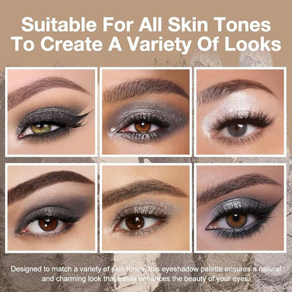 Kaely 6 Color Mini Black Smoky Eyeshadow Palette Makeup, Highly Pigmented Eye Shadow Palette Waterproof, Glitter Shimmer Eye Shadow Palette, paleta de sombras de ojos, Vegan & Cruelty-free, 02