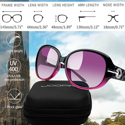 Joopin Big Womens Sunglasses Polarized Trendy Sun Glasses Large Rectangle UV Protection Rhinestone Sunnies