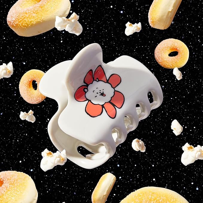 Kitsch BT21 Recycled Plastic Puffy Medium Hair Clips for Women, Medium Claw Clips for Thin Hair and Short Hair for Women