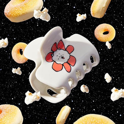 Kitsch BT21 Recycled Plastic Puffy Medium Hair Clips for Women, Medium Claw Clips for Thin Hair and Short Hair for Women
