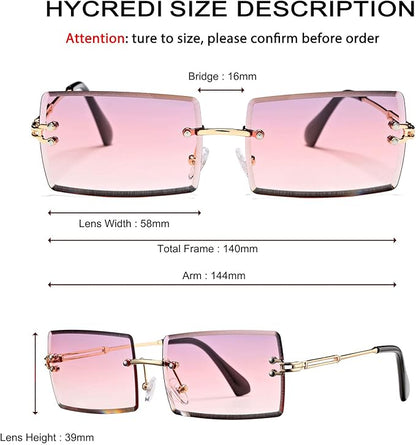 Rectangle Sunglasses for Men/Women Small Rimless Square Shade Eyewear