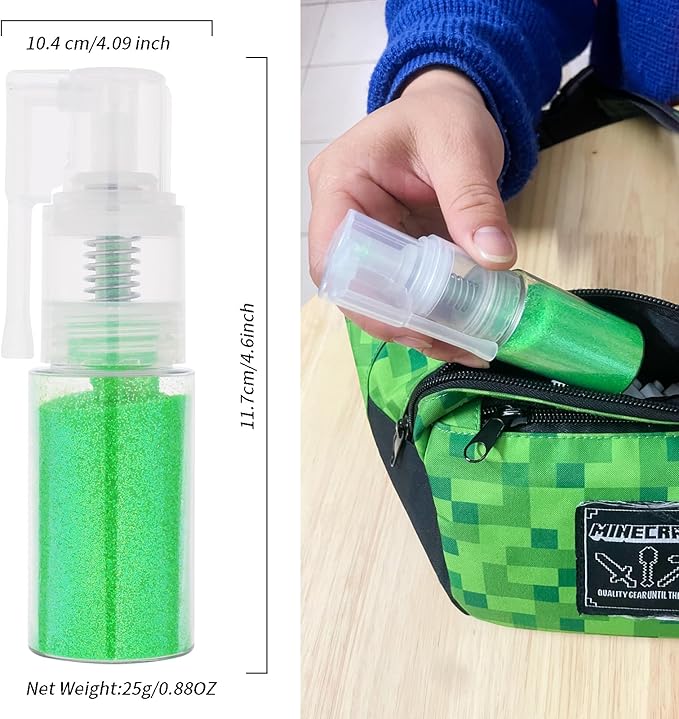 MEICOLY Green Hair Body Glitter Spray for St Patricks Day,Green Hairspray,Fine Glitter for Clothes,Loose Shimmer Spray for Festival Rave,Stage Performance,25g