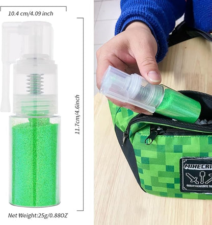 MEICOLY Green Hair Body Glitter Spray for St Patricks Day,Green Hairspray,Fine Glitter for Clothes,Loose Shimmer Spray for Festival Rave,Stage Performance,25g